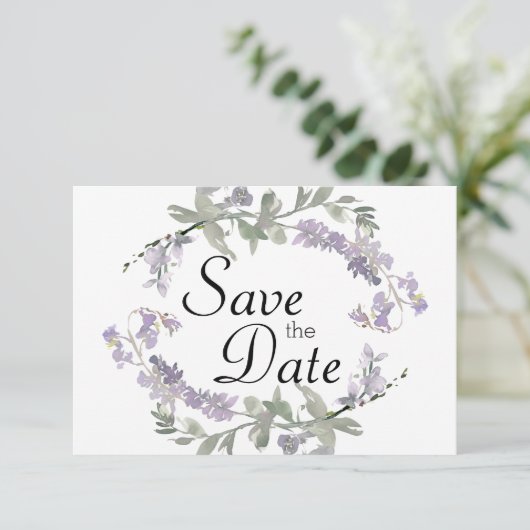 Waterverf Wildbloemen Lavender Save The Date (Staand voorkant)
