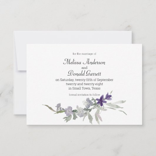 Waterverf Wildbloemen Lavender Save The Date (Achterkant)