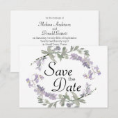 Waterverf Wildbloemen Lavender Save The Date (Voorkant / Achterkant)