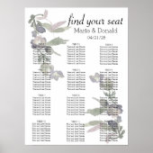 Waterverf Wildbloemen Lavender Seating Chart Poster (Voorkant)