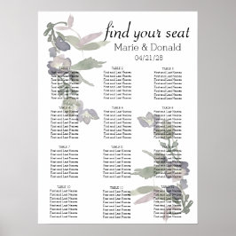 Waterverf Wildbloemen Lavender Seating Chart Poster