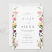 Waterverf Wildbloemen Lente Zomer Bruiloft Kaart (Voorkant)