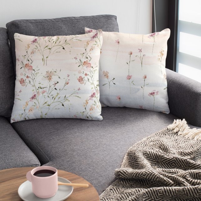 Waterverf Wildbloemen Lente zomer Kussen (Creator heeft geüpload)