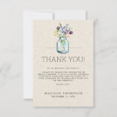 Waterverf Wildbloemen Linnen Boho Vrijgezellenfees Bedankkaart (Voorkant)