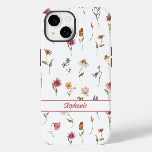 Waterverf Wildbloemen Meisje Floral Case-Mate iPhone Case (Achterkant)