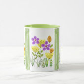  Waterverf Wildbloemen met Green Gingham Mok (Midden)