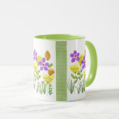  Waterverf Wildbloemen met Green Gingham Mok (Voorkant rechts)