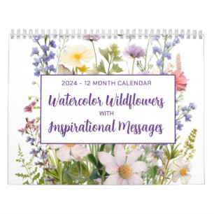 Waterverf Wildbloemen met Religieuze Inspiraties Kalender