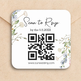 waterverf Wildbloemen Modern RSVP QR code bruiloft Vierkante Sticker