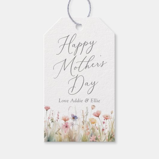 Waterverf Wildbloemen Moederdag Cadeaulabel (Voorkant)