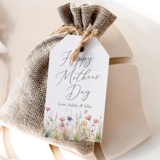 Waterverf Wildbloemen Moederdag Cadeaulabel