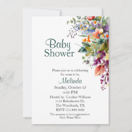 Waterverf Wildbloemen Neutraal Baby shower Kaart