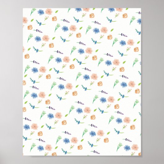 Waterverf Wildbloemen Oorspronkelijke kunst Poster (Voorkant)