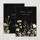 Waterverf Wildbloemen op Black Business Supplies Informatiekaartje (Voorkant / Achterkant)