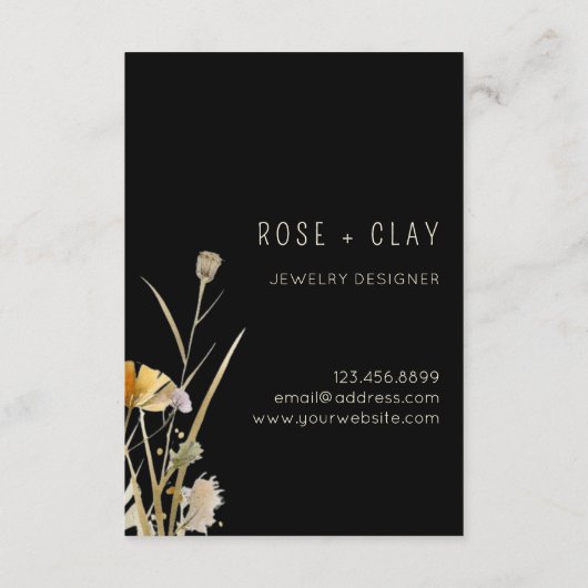 Waterverf Wildbloemen op Black Business Supplies Informatiekaartje (Achterkant)