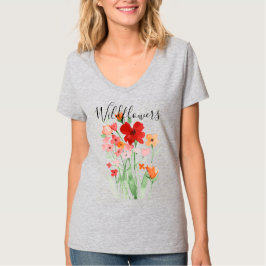 Waterverf Wildbloemen op T-shirt