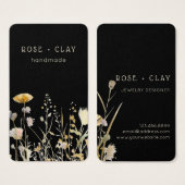 Waterverf Wildbloemen op zwart Visitekaartje (Voorkant /achterkant)
