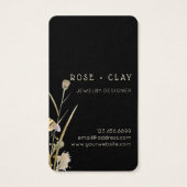 Waterverf Wildbloemen op zwart Visitekaartje (Achterkant)