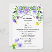 Waterverf Wildbloemen Paars Blue Wedding Kaart (Voorkant)