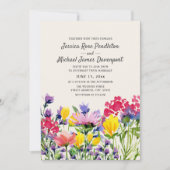 Waterverf Wildbloemen Paars Geel Rood Weddenschap Kaart (Voorkant)