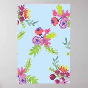 Waterverf Wildbloemen Patroonpatronen Leggings Wra Poster