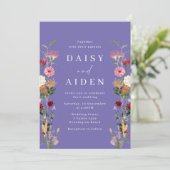 Waterverf Wildbloemen Prachtige bruiloft uitnodigi Kaart (Staand voorkant)