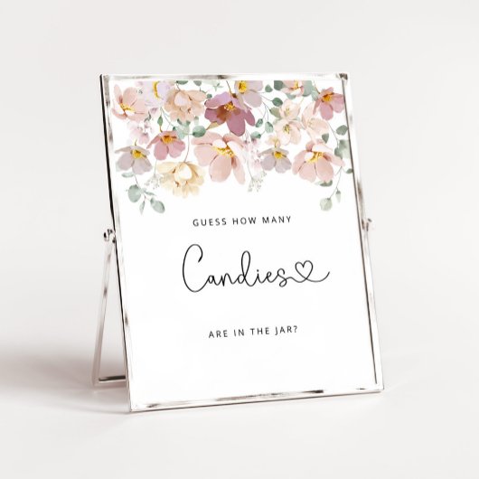 Waterverf wildbloemen raden hoeveel snoepjes er na poster