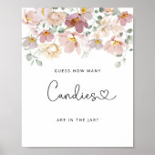 Waterverf wildbloemen raden hoeveel snoepjes er na poster (Voorkant)