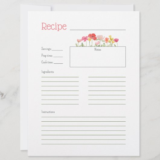 Waterverf Wildbloemen Recept Kaart (Voorkant)