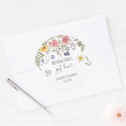 Waterverf Wildbloemen Ronde Sticker (Envelop)