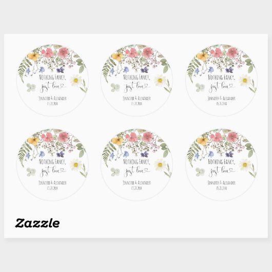 Waterverf Wildbloemen Ronde Sticker (Vel)