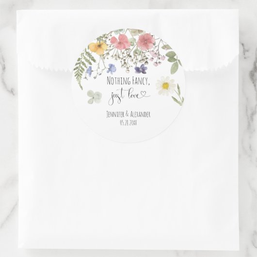 Waterverf Wildbloemen Ronde Sticker (Tas)