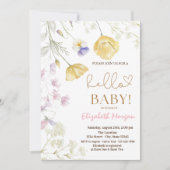 Waterverf Wildbloemen Roze Stippen Baby shower Kaart (Voorkant)