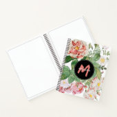 Waterverf Wildbloemen Rozen Witte Roze Monogram Notitieboek (Binnen)