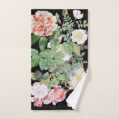 Waterverf Wildbloemen Rozen Zwart Roze Monogram Bad Handdoek (Handdoek)