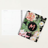 Waterverf Wildbloemen Rozen Zwart Roze Monogram Planner (Display)