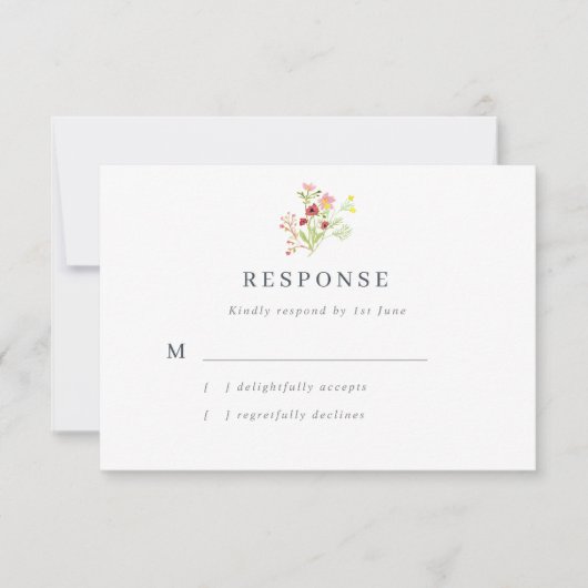 Waterverf Wildbloemen RSVP-kaart RSVP Kaartje
