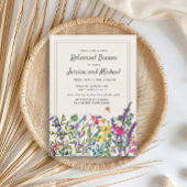 Waterverf Wildbloemen Rustic Wedding Kaart