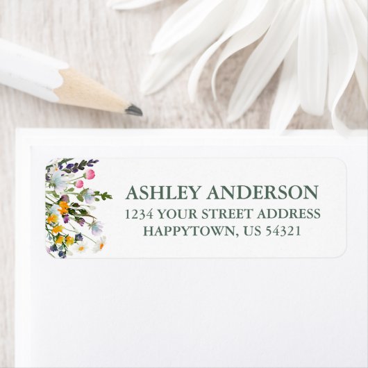 Waterverf Wildbloemen Sage Groen retouradres Etiket (Insitu)