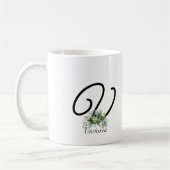 Waterverf wildbloemen script zwarte koffie mok (Links)