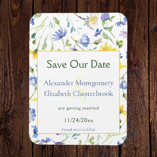 Waterverf Wildbloemen Sla de datum op Magneet