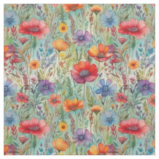 Waterverf Wildbloemen Stof (Swatch)