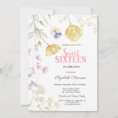 Waterverf Wildbloemen Sweet 16 Kaart (Voorkant)