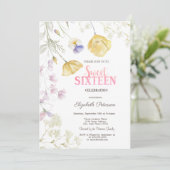 Waterverf Wildbloemen Sweet 16 Kaart (Staand voorkant)