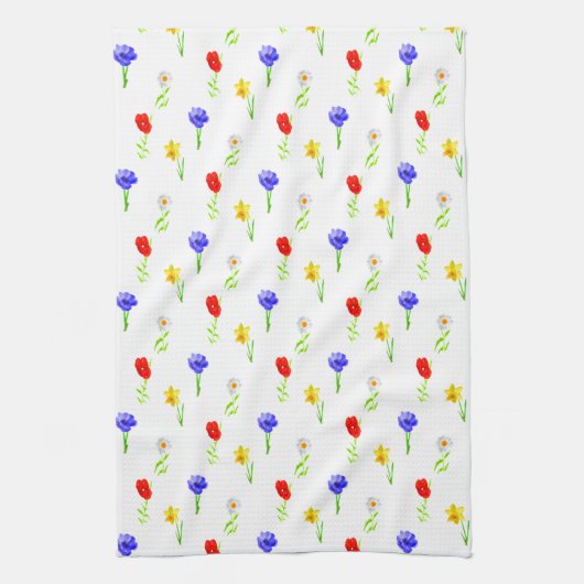 Waterverf Wildbloemen Theedoek (Verticaal)