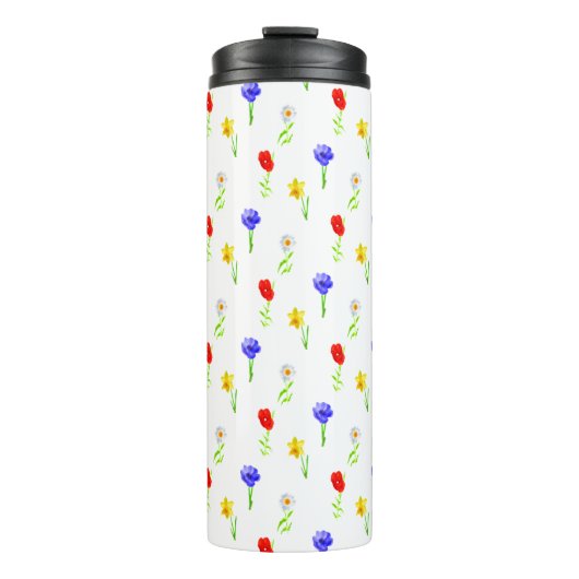Waterverf Wildbloemen Thermosbeker (Voorkant)