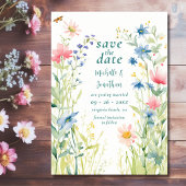 Waterverf Wildbloemen Tuin Foto Bruiloft Save The Date