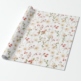 Waterverf wildbloemen, verpakkingspapier cadeaupapier