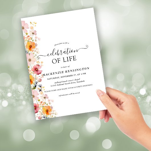 Waterverf Wildbloemen Viering van het leven Kaart