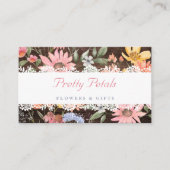 Waterverf Wildbloemen Vintage Lace & Rustic Wood Visitekaartje (Voorkant)